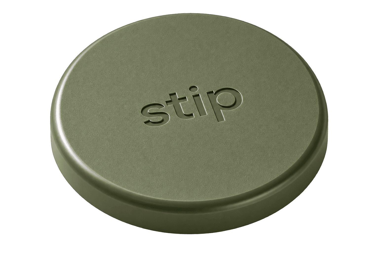 Een matte saliegroene Stip met het woord stip erin gedrukt.